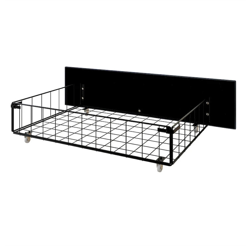 Lit tapissier élégant à oreilles avec clous décoratifs chromés et tiroirs de rangement