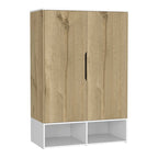 Armoire deux portes avec étagères ouvertes et tringle à vêtements