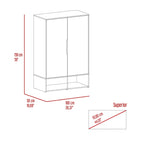 Armoire deux portes avec étagères ouvertes et tringle à vêtements