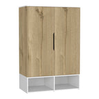 Armoire deux portes avec étagères ouvertes et tringle à vêtements