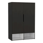 Armoire deux portes avec étagères ouvertes et tringle à vêtements