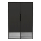 Armoire deux portes avec étagères ouvertes et tringle à vêtements