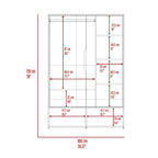 Armoire deux portes avec étagères ouvertes et tringle à vêtements