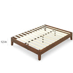 Lit plateforme antique en bois massif Espresso