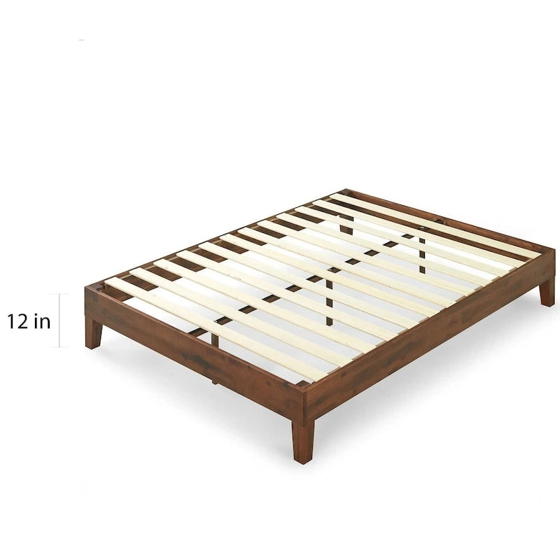 Lit plateforme antique en bois massif Espresso