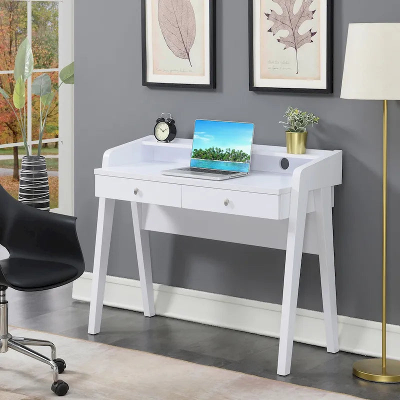 Bureau 2 tiroirs avec étagère