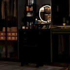 Coiffeuse 5 tiroirs avec miroir lumineux, rose/noir, 52H