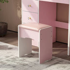 Coiffeuse 5 tiroirs avec miroir lumineux, rose/noir, 52H