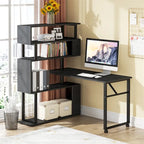 Bureau d'ordinateur en forme de L avec étagère de rangement