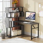 Bureau d'ordinateur en forme de L avec étagère de rangement