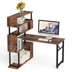 Bureau d'ordinateur en forme de L avec étagère de rangement