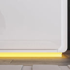 Table de chevet LED blanche moderne, finition brillante, avec 2 tiroirs