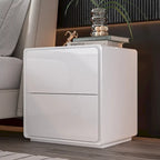 Table de chevet LED blanche moderne, finition brillante, avec 2 tiroirs