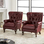 Fauteuil en cuir véritable avec clous décoratifs et coussin amovible