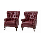 Fauteuil en cuir véritable avec clous décoratifs et coussin amovible