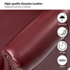 Fauteuil en cuir véritable avec clous décoratifs et coussin amovible