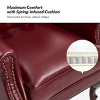 Fauteuil en cuir véritable avec clous décoratifs et coussin amovible