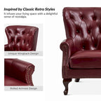 Fauteuil en cuir véritable avec clous décoratifs et coussin amovible