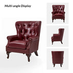 Fauteuil en cuir véritable avec clous décoratifs et coussin amovible