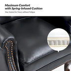 Fauteuil en cuir véritable avec clous décoratifs et coussin amovible