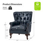 Fauteuil en cuir véritable avec clous décoratifs et coussin amovible
