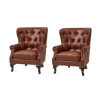 Fauteuil en cuir véritable avec clous décoratifs et coussin amovible