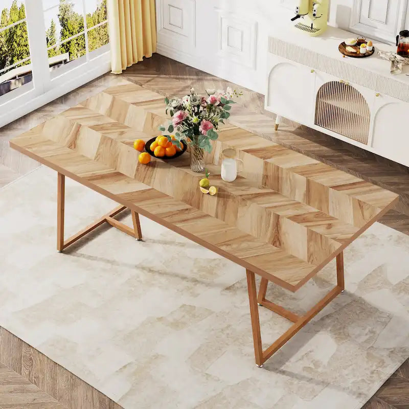 Table à manger rectangulaire en bois de style ferme de 71 po