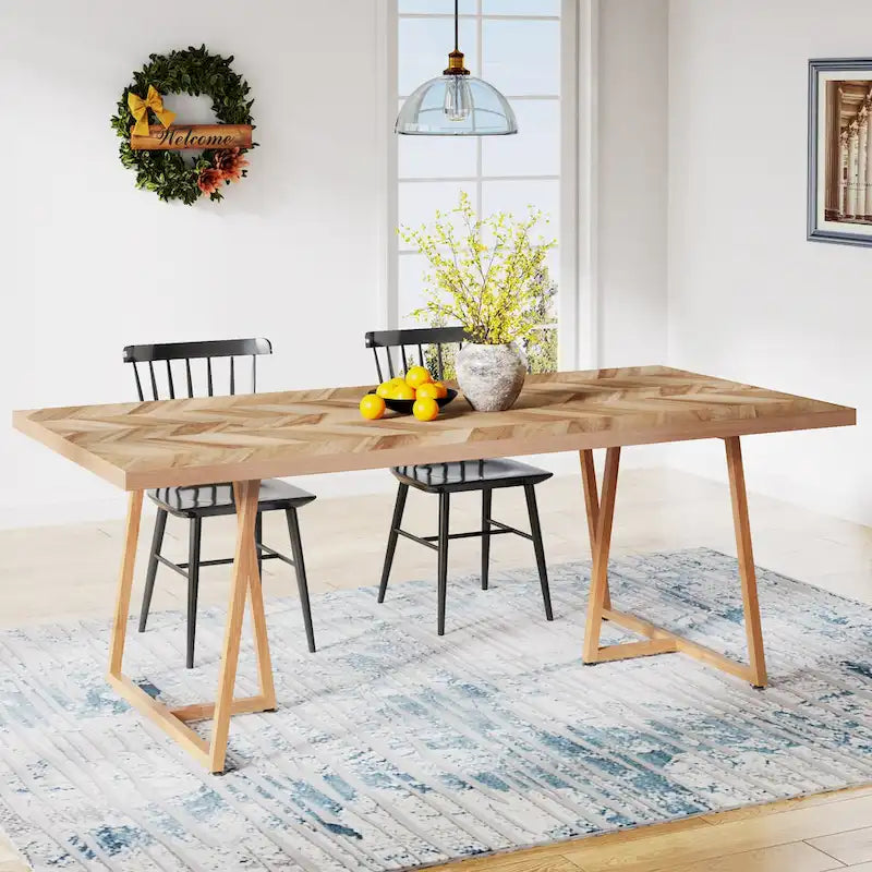 Table à manger rectangulaire en bois de style ferme de 71 po