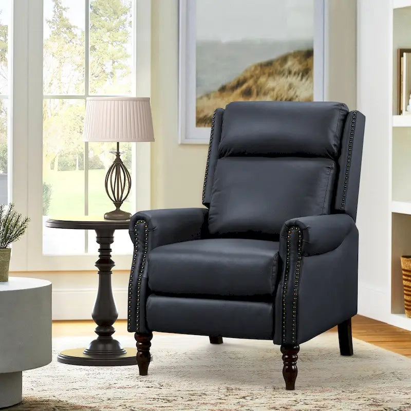 Fauteuil inclinable réglable en cuir véritable avec dossier inclinable