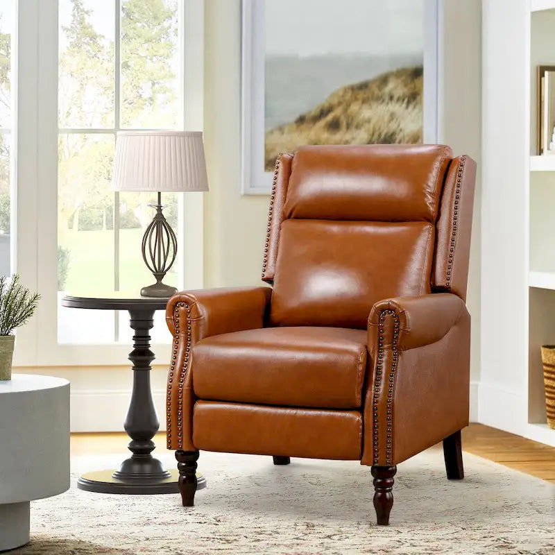 Fauteuil inclinable réglable en cuir véritable avec dossier inclinable