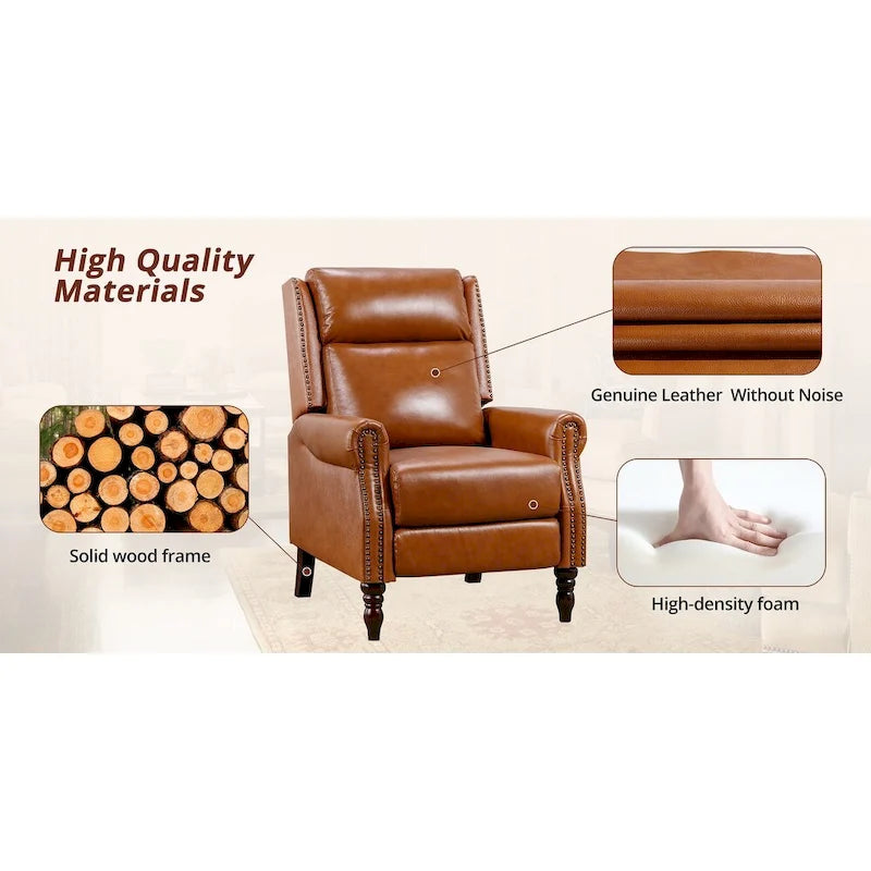 Fauteuil inclinable réglable en cuir véritable avec dossier inclinable