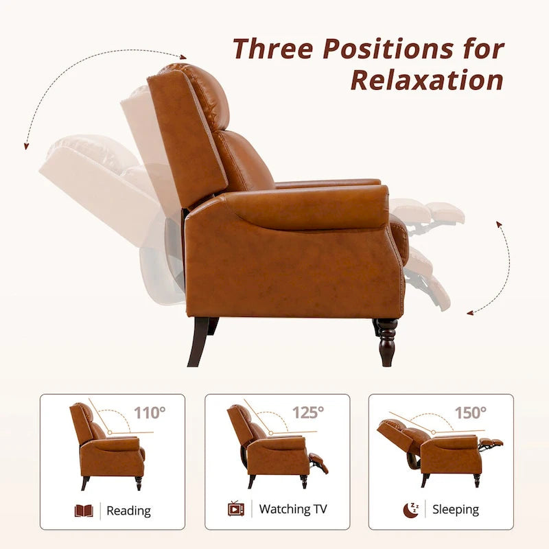 Fauteuil inclinable réglable en cuir véritable avec dossier inclinable