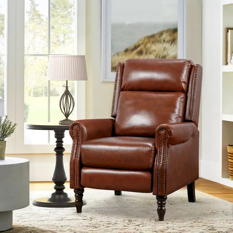 Fauteuil inclinable réglable en cuir véritable avec dossier inclinable