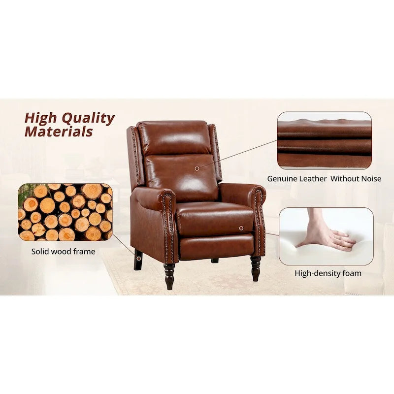 Fauteuil inclinable réglable en cuir véritable avec dossier inclinable
