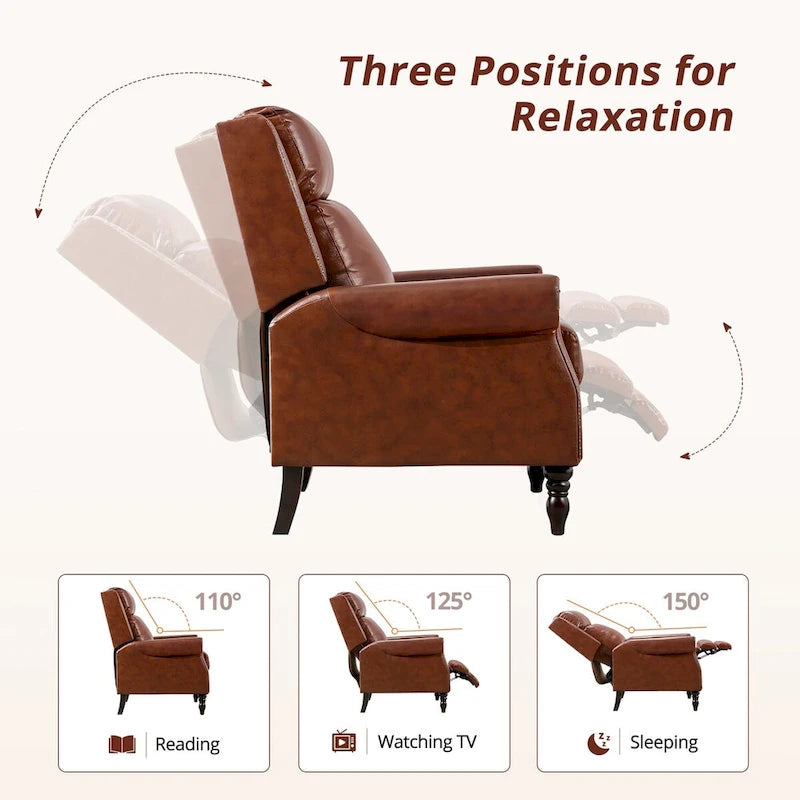 Fauteuil inclinable réglable en cuir véritable avec dossier inclinable
