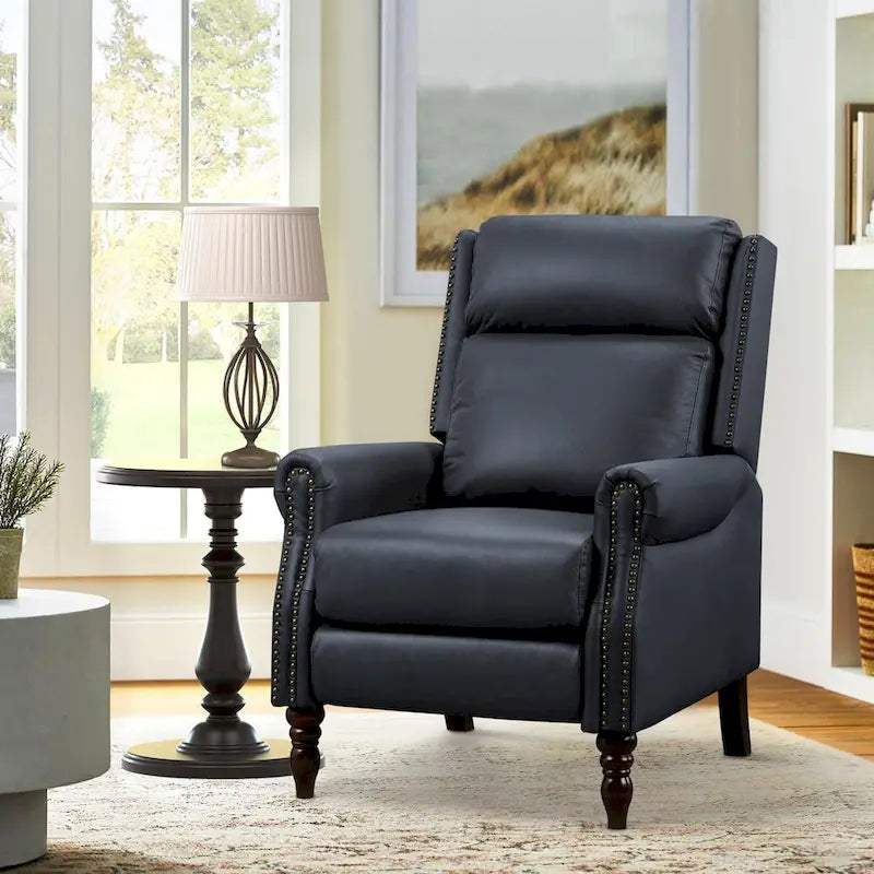 Fauteuil inclinable réglable en cuir véritable avec dossier inclinable