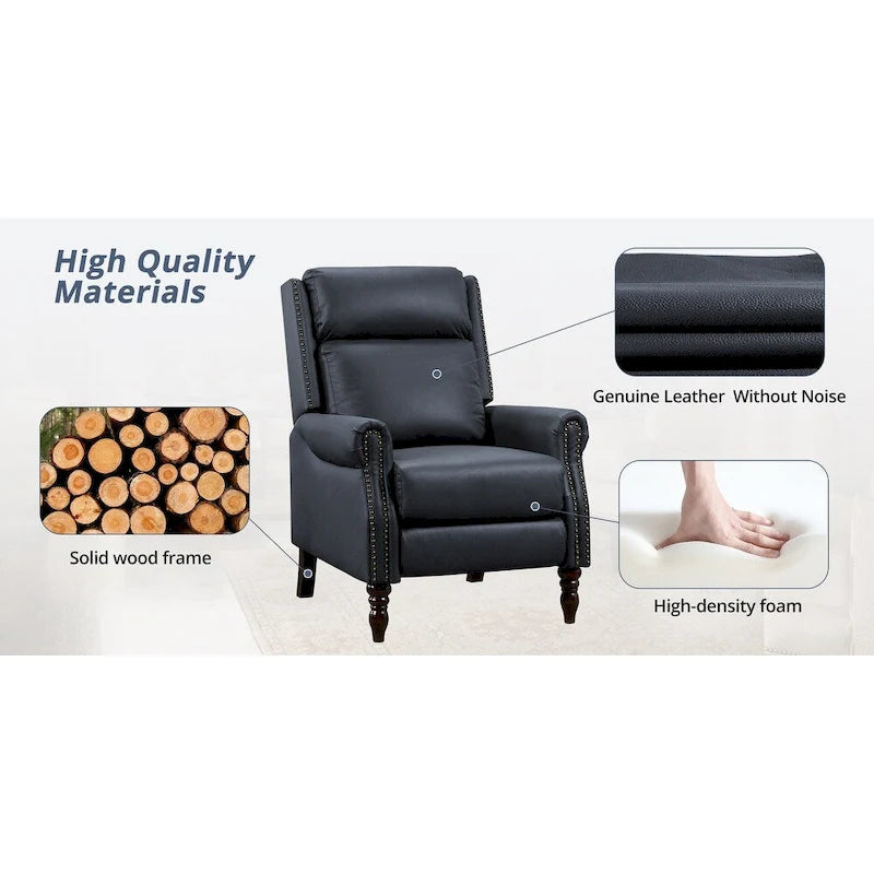 Fauteuil inclinable réglable en cuir véritable avec dossier inclinable
