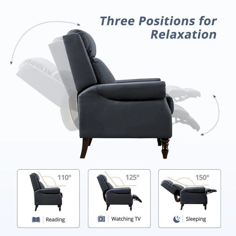 Fauteuil inclinable réglable en cuir véritable avec dossier inclinable