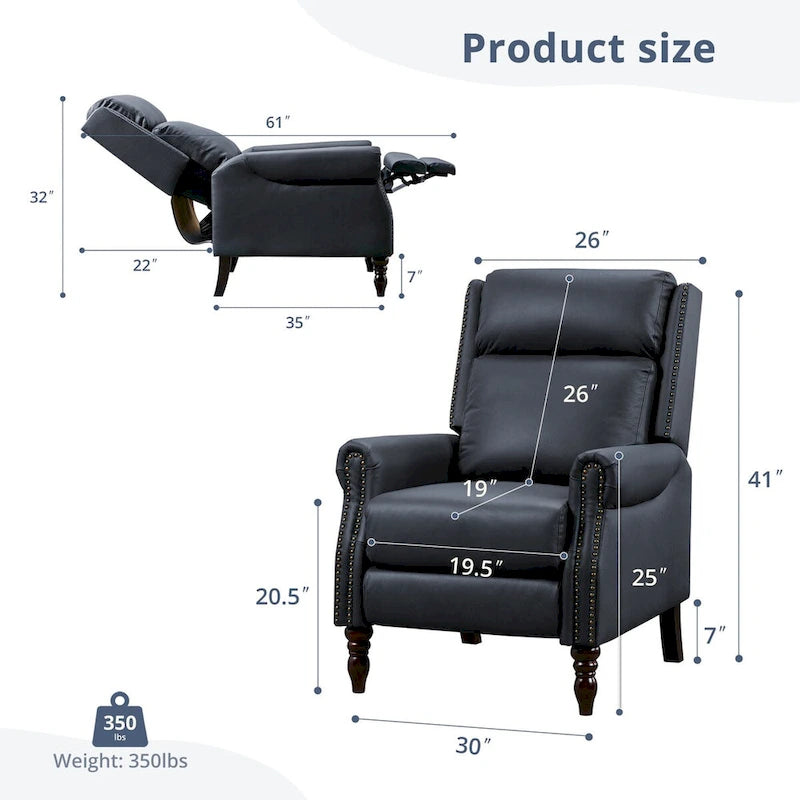 Fauteuil inclinable réglable en cuir véritable avec dossier inclinable