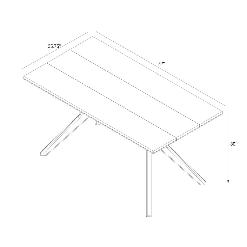 Table à manger rectangulaire à pieds croisés 72"