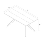 Table à manger rectangulaire à pieds croisés 72"