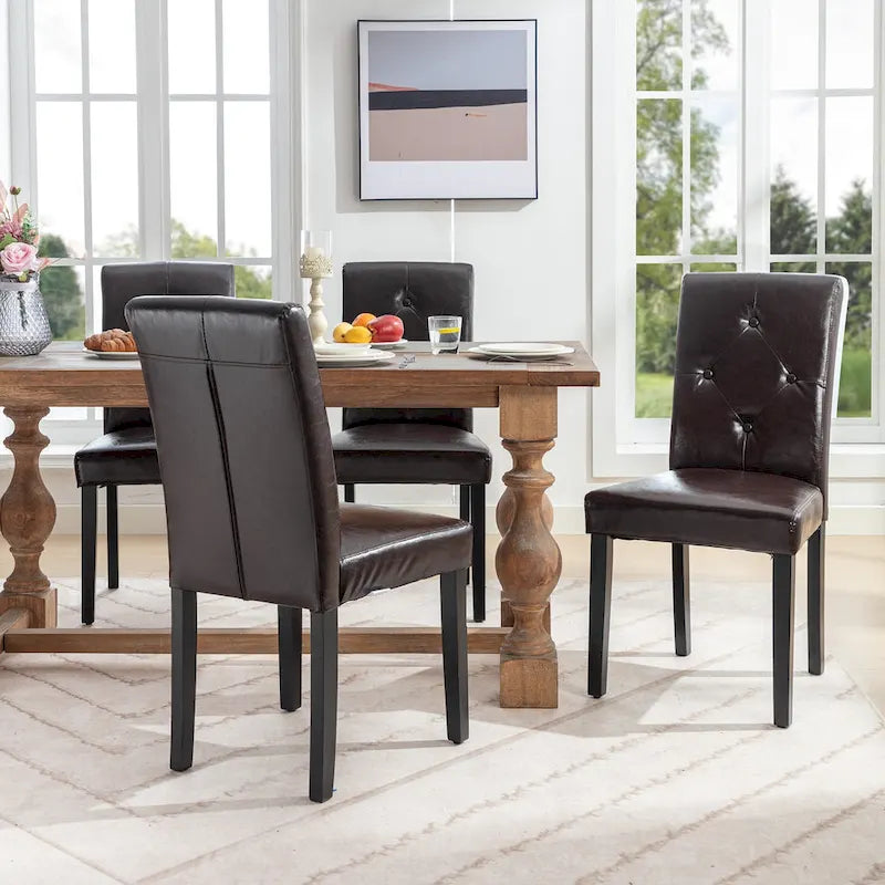 Chaise de salle à manger rembourrée en tissu ou en similicuir avec pieds en métal