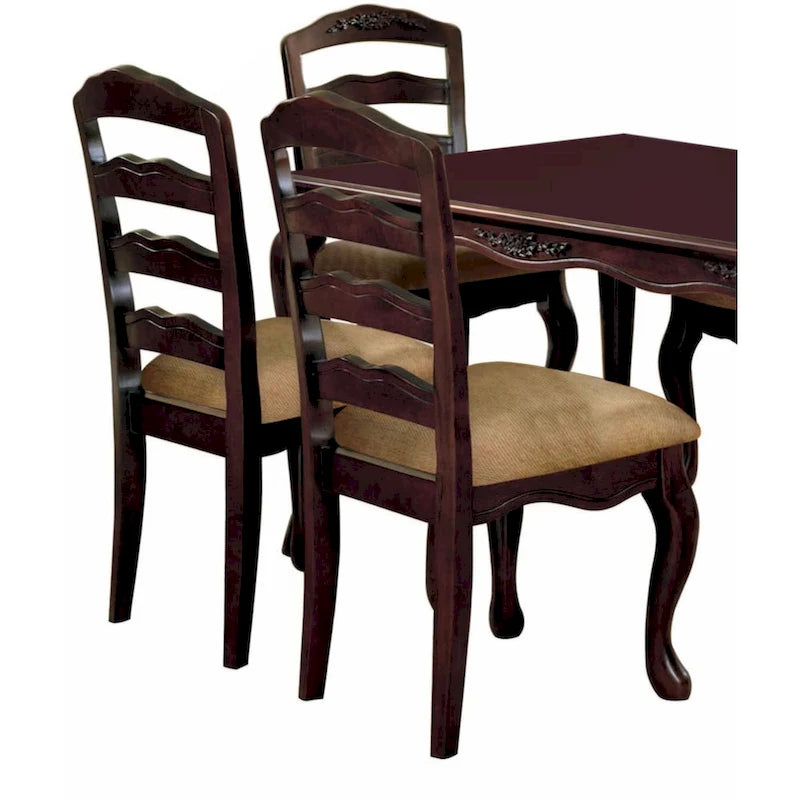 Chaise de salle à manger à dossier échelle en bois massif noyer foncé de style transitoire