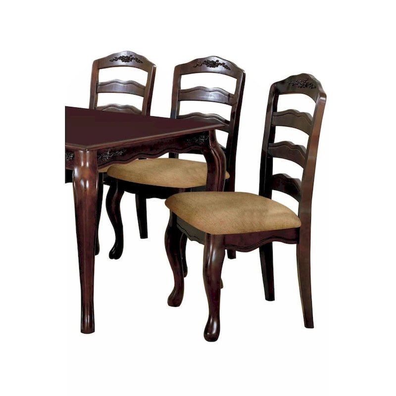 Chaise de salle à manger à dossier échelle en bois massif noyer foncé de style transitoire