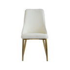 Chaise de salle à manger haute en similicuir beige capitonnée