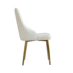 Chaise de salle à manger haute en similicuir beige capitonnée
