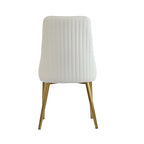 Chaise de salle à manger haute en similicuir beige capitonnée