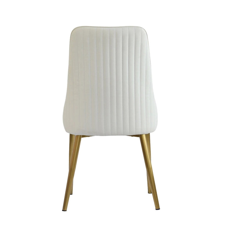 Chaise de salle à manger haute en similicuir beige capitonnée