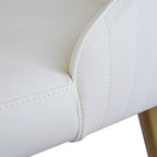 Chaise de salle à manger haute en similicuir beige capitonnée