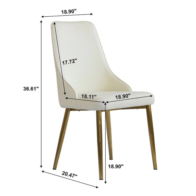 Chaise de salle à manger haute en similicuir beige capitonnée
